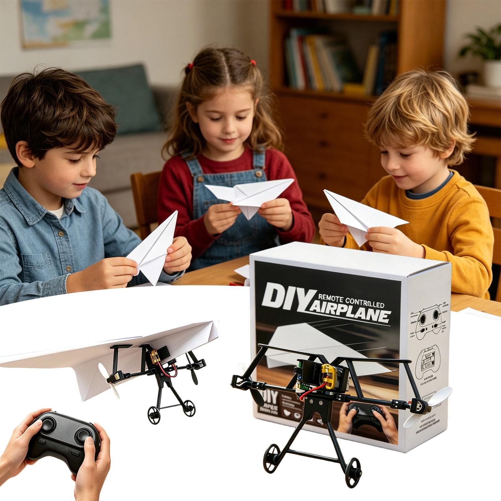 Plane Drone Rc - DIY RC Papierflugzeug-Bausatz Flugzeugspielzeug mit Gyro-Stabilisator