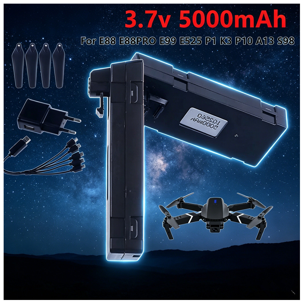 3,7 V 5000 mAh wiederaufladbar – Drone Rc E99 K3 Bewertung und Preis